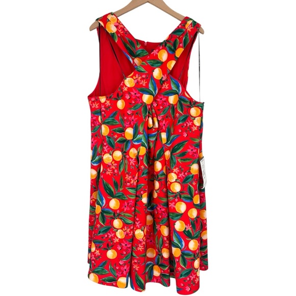 Vince Camuto Red Lemon Print Dress size 22W Halter Neckline Sleeveless NWT - Picture 3 of 14